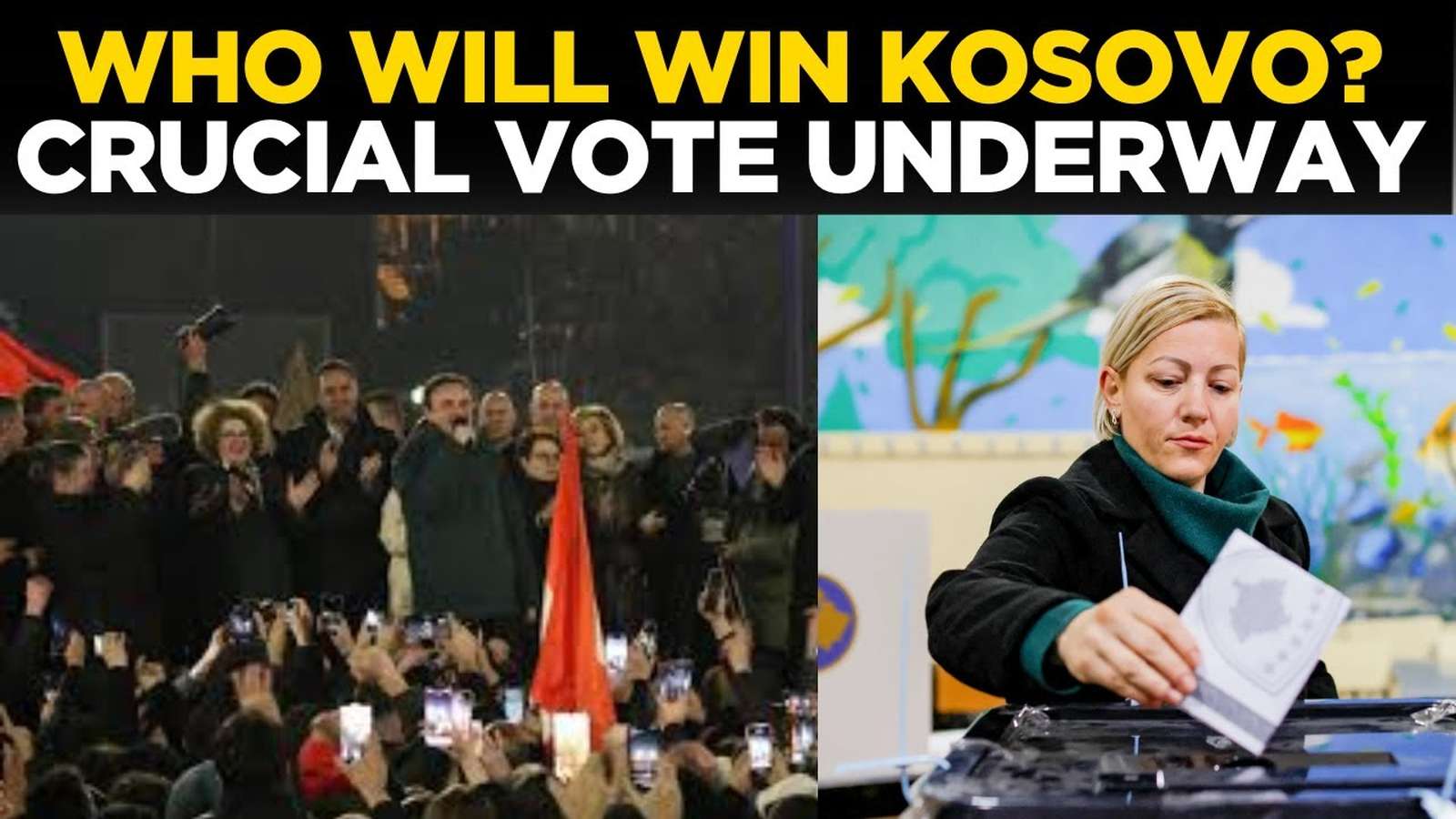 Kosovo voters at polling stations