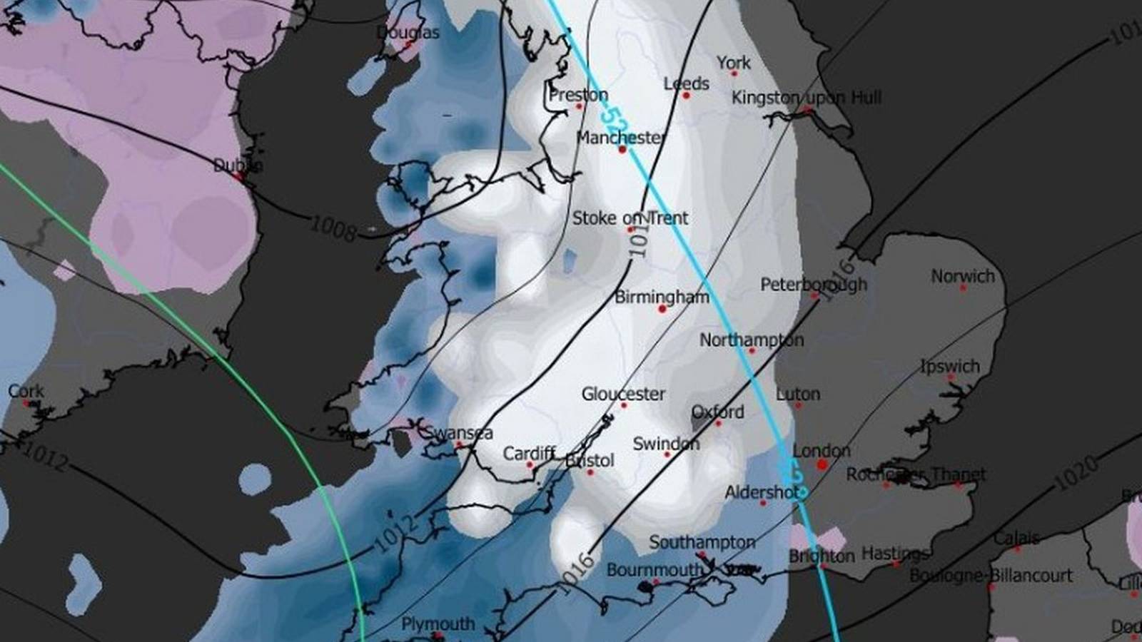 UK snow warning weather map