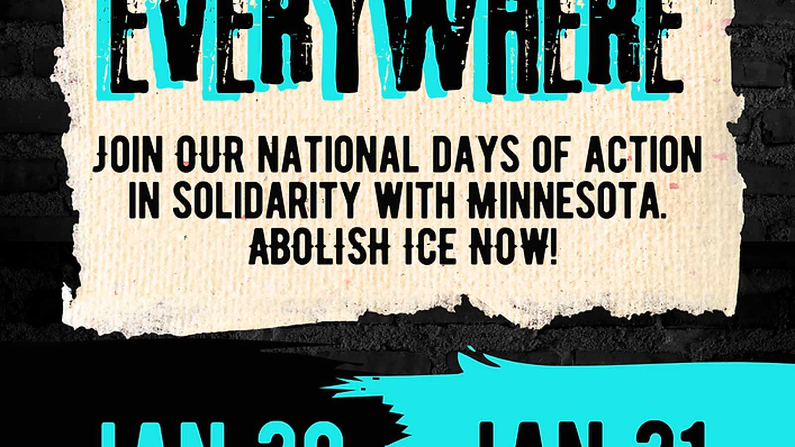 People holding ICE Out protest signs