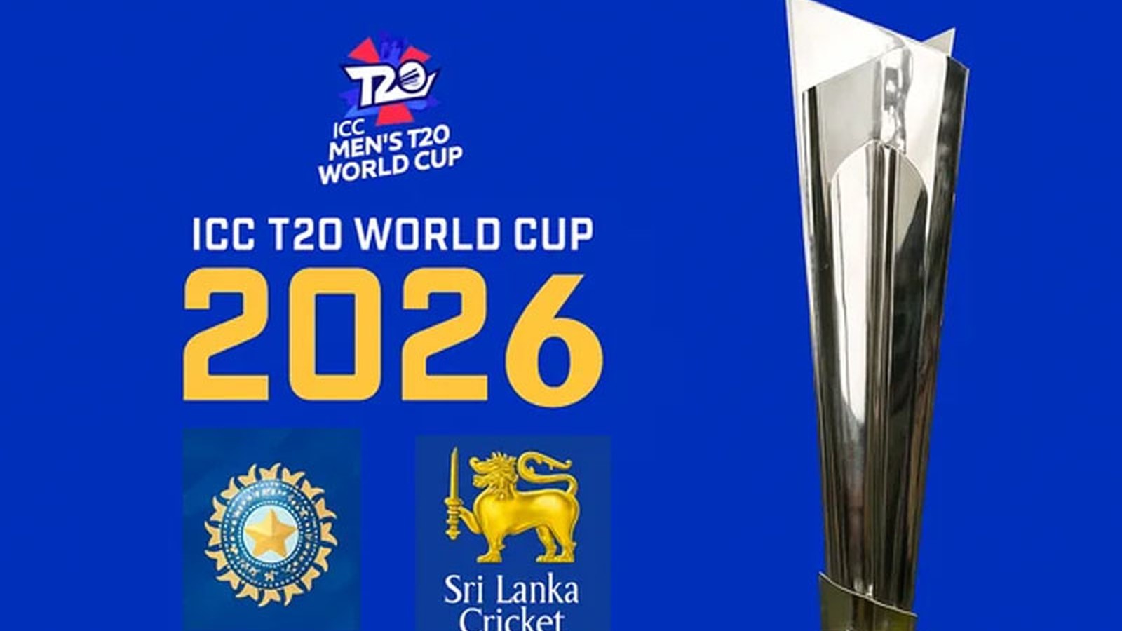T20 World Cup trophy on a field