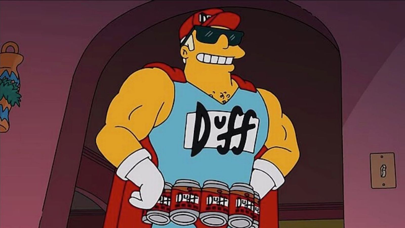 Duffman in superhero pose