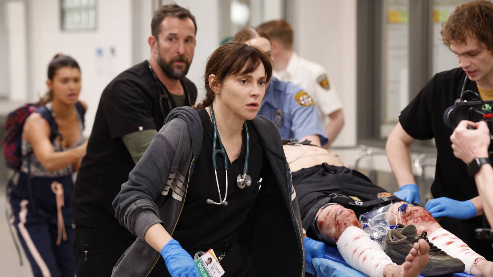 Busy emergency room with medical staff