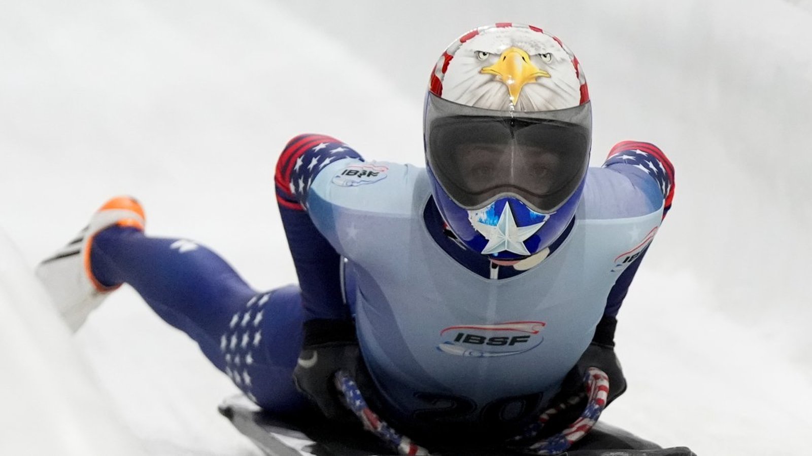 Katie Uhlaender in skeleton racing gear