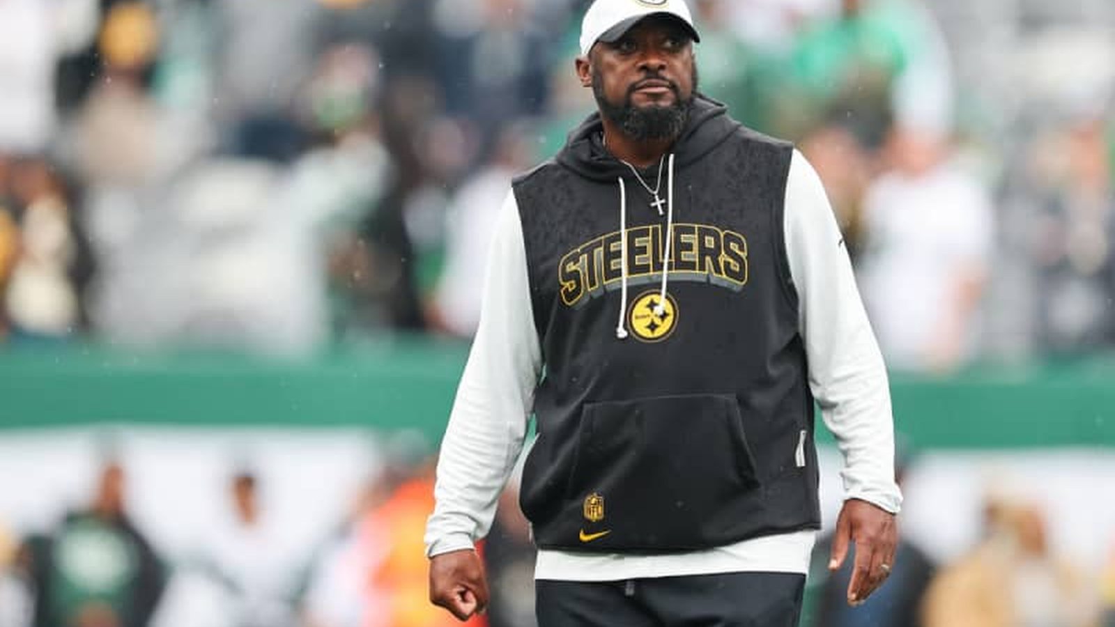 Steelers team helmet on field