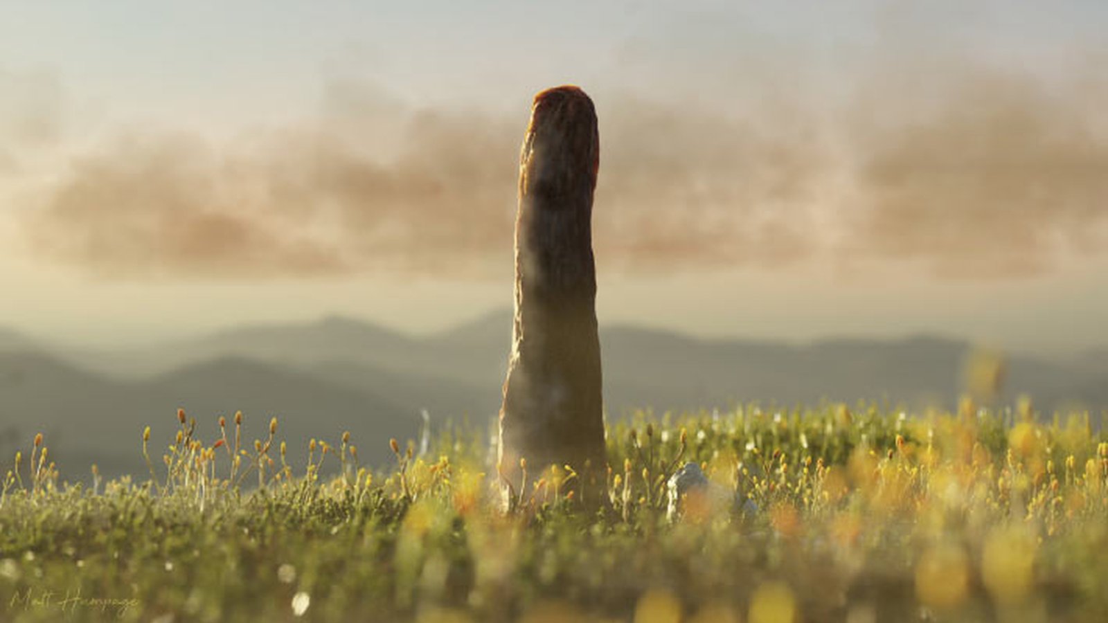 Artistic reconstruction of giant Prototaxites columns