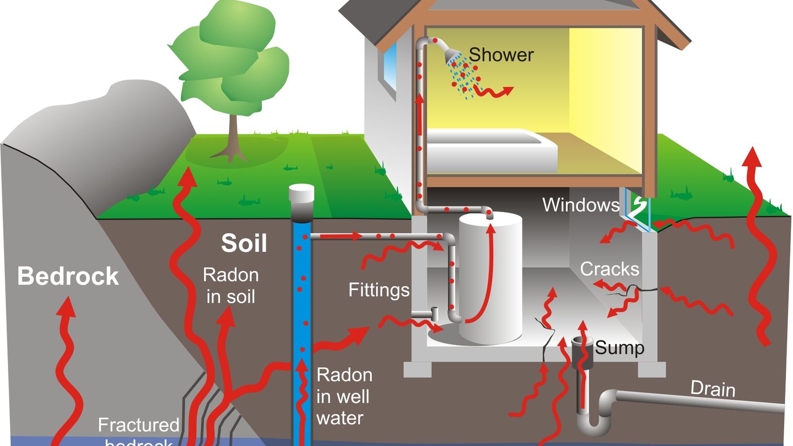 Digital radon monitor in a home