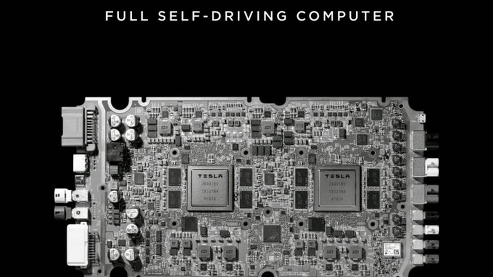 Close-up of a Tesla AI chip
