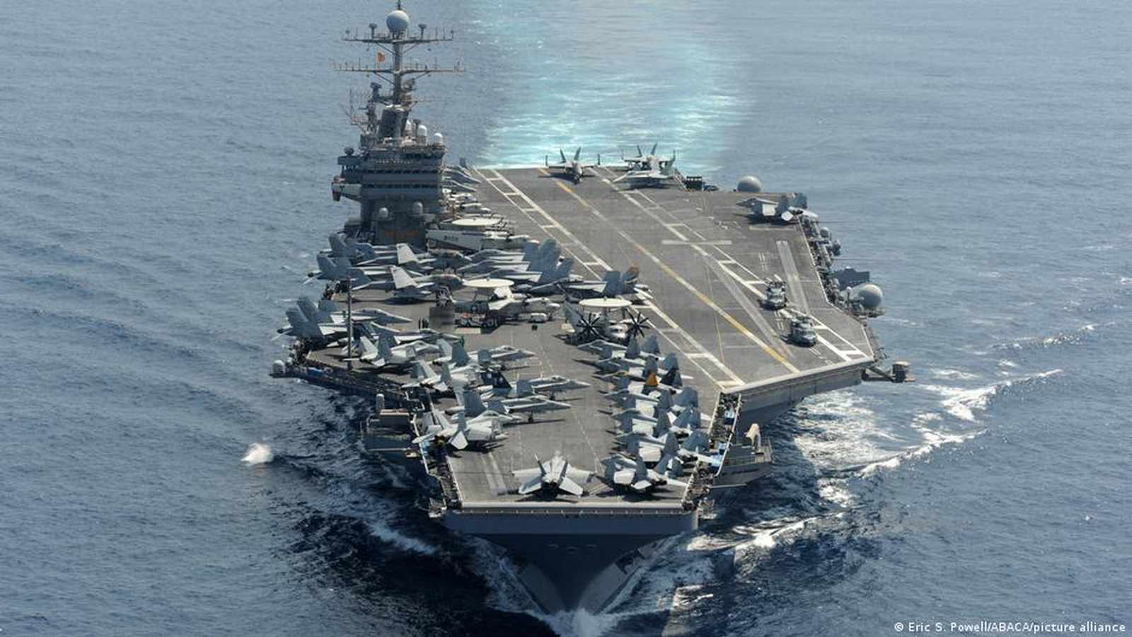 US Navy aircraft carrier at sea