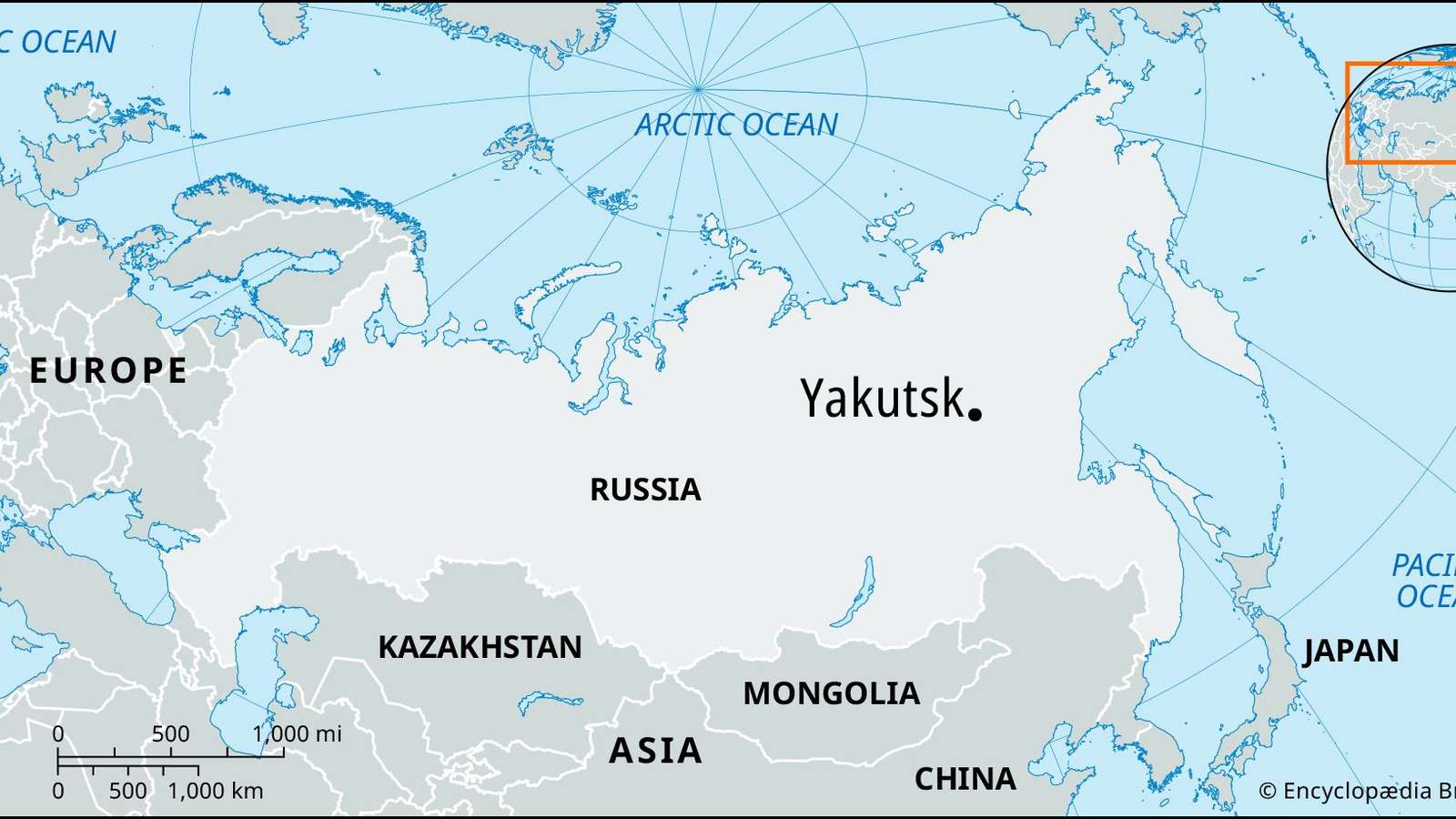 Frozen city of Yakutsk during winter