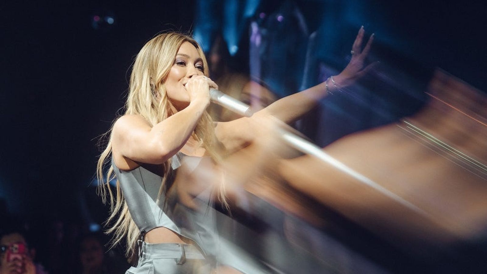 Hilary Duff performing on stage