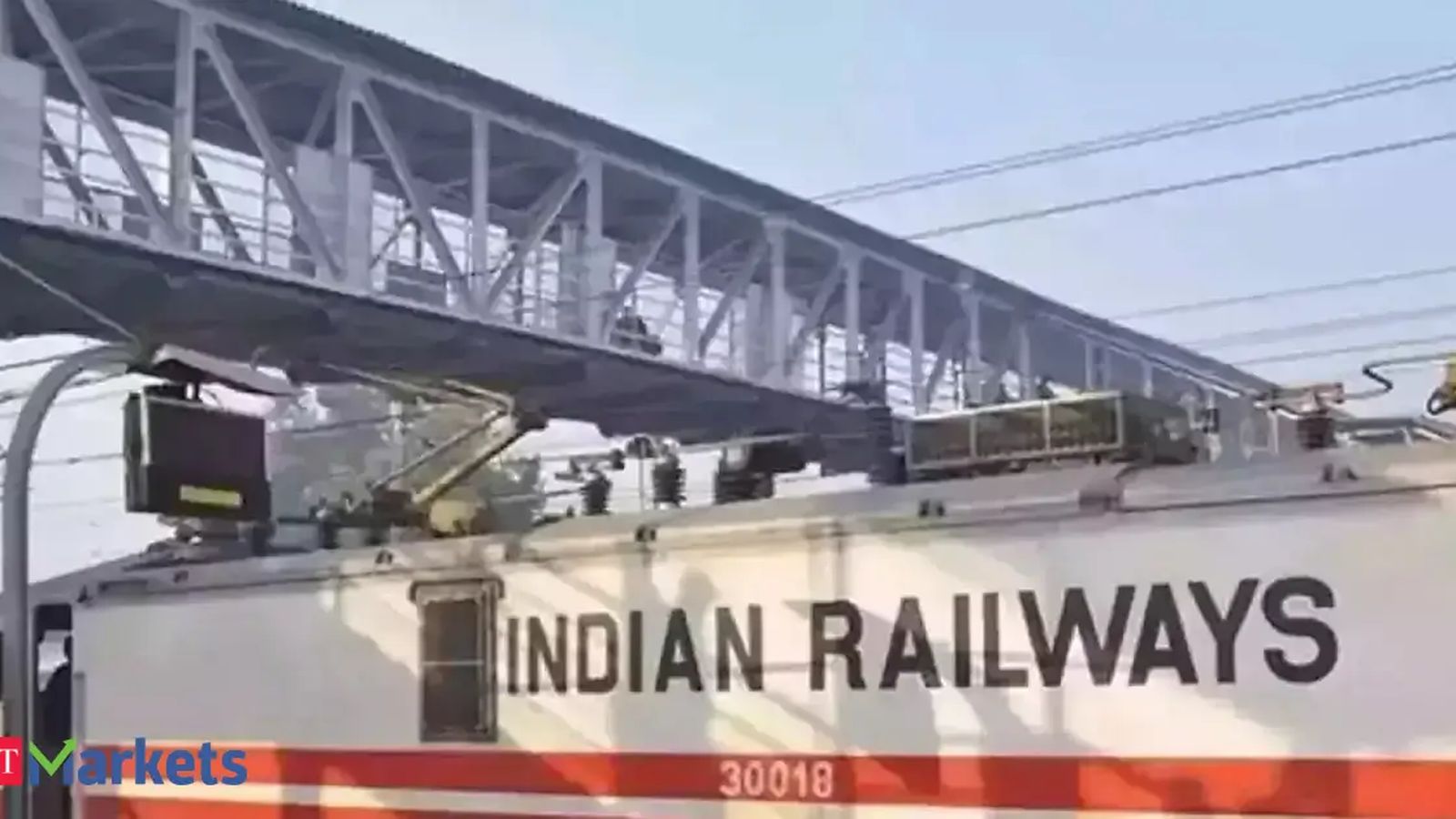 Modern Indian passenger train on tracks