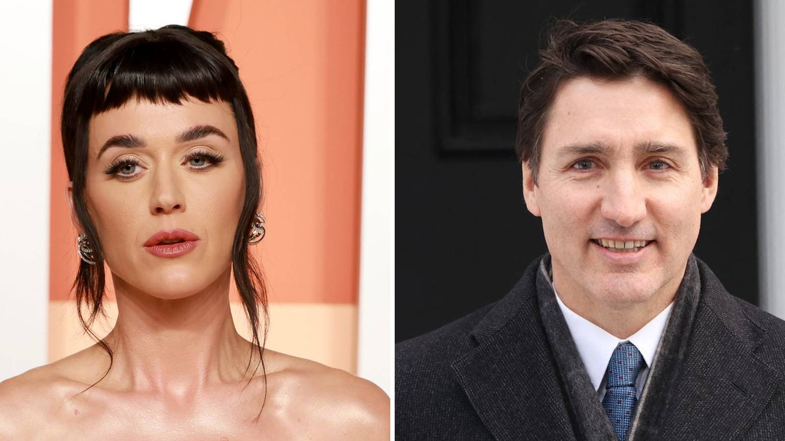Katy Perry and Justin Trudeau smiling