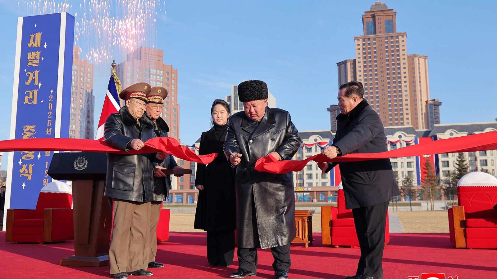 Kim Jong-un with daughter at Saeppyol Street