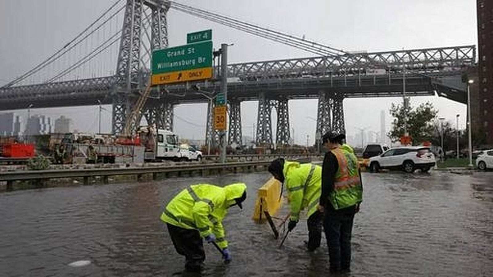 Minor floodwaters on New York street