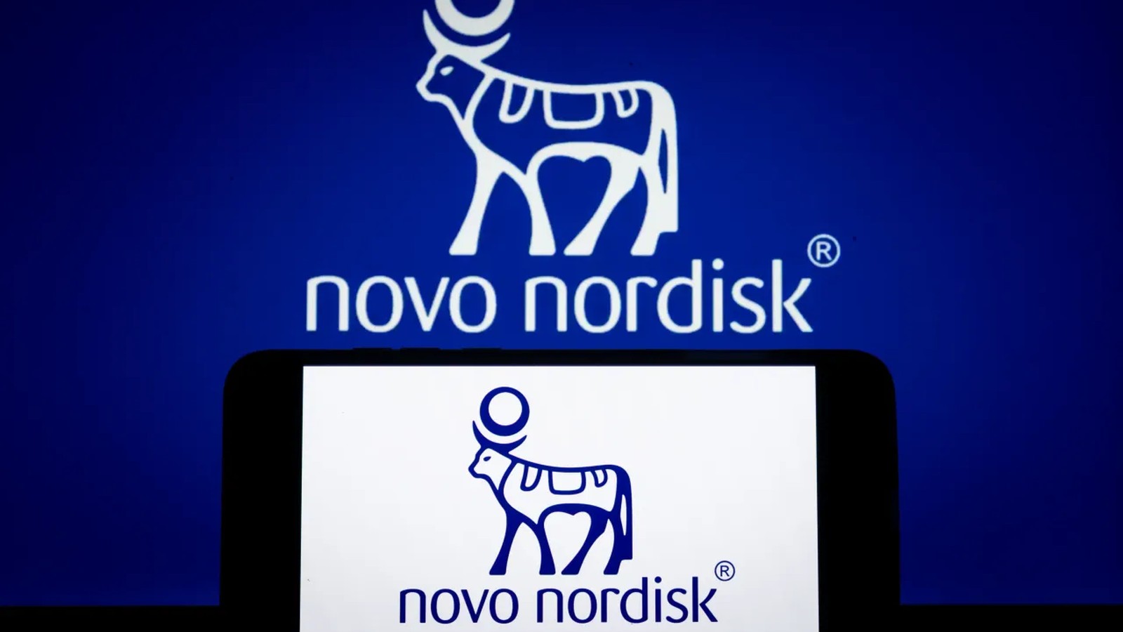 Novo Nordisk logo on smartphone screen