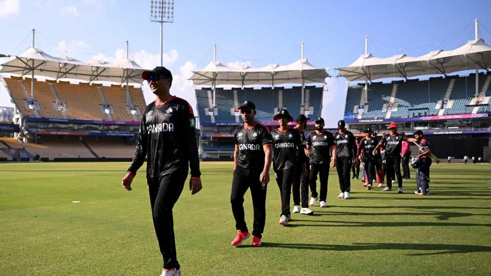 Cricket players on field during T20 World Cup