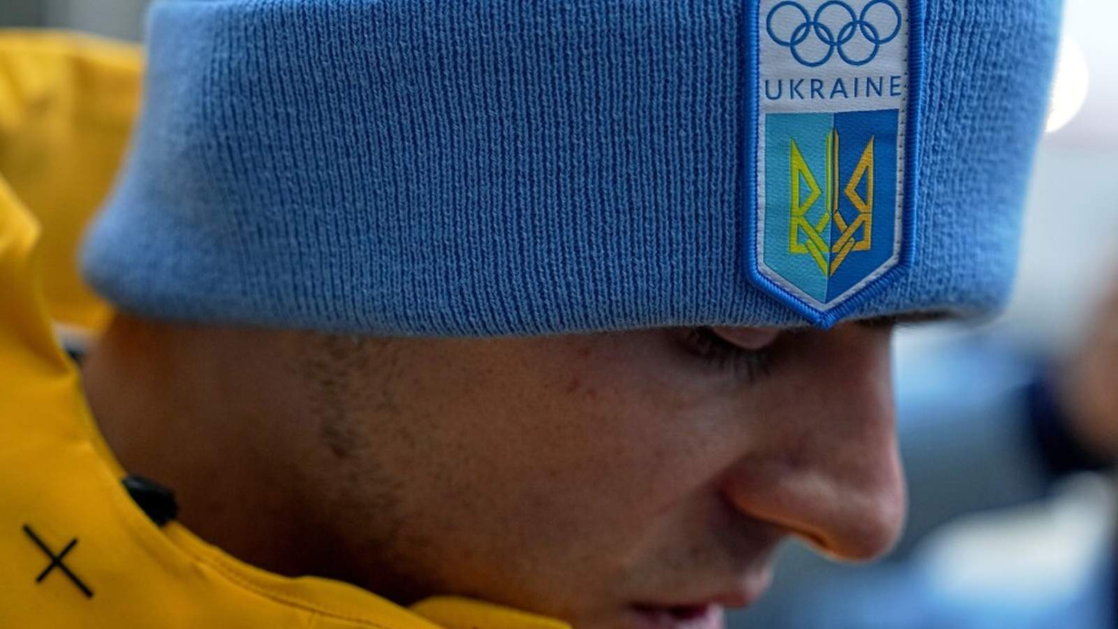 Ukrainian skeleton racer Heraskevych with helmet
