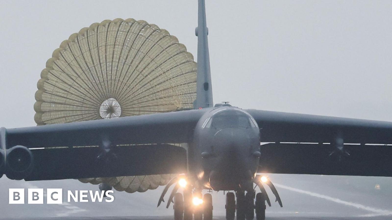 B-52 bomber on runway