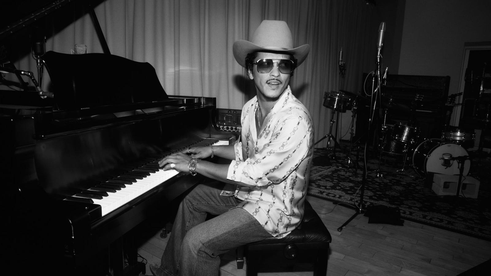 Bruno Mars performing live on stage