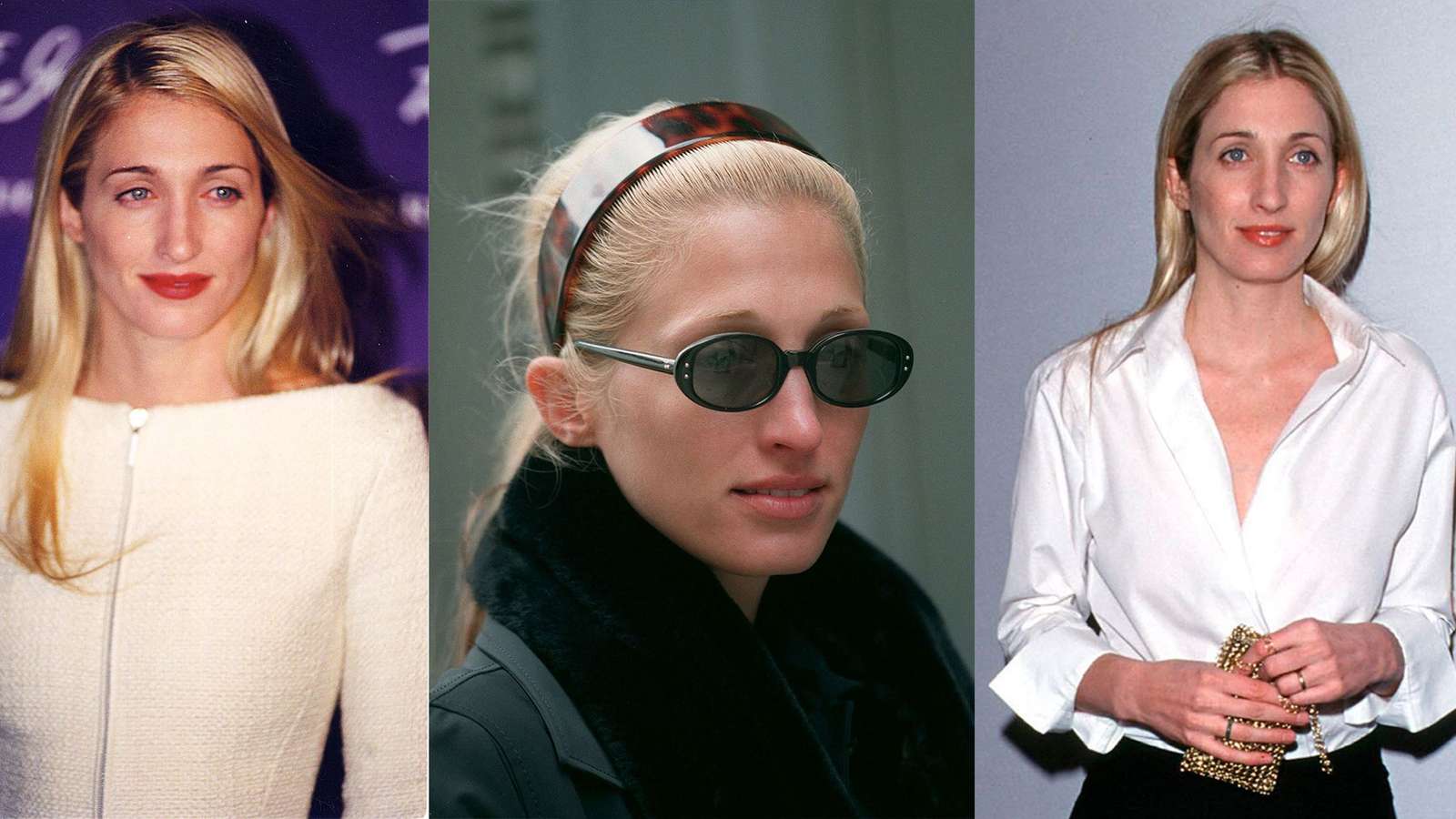 Close-up portrait of Carolyn Bessette Kennedy