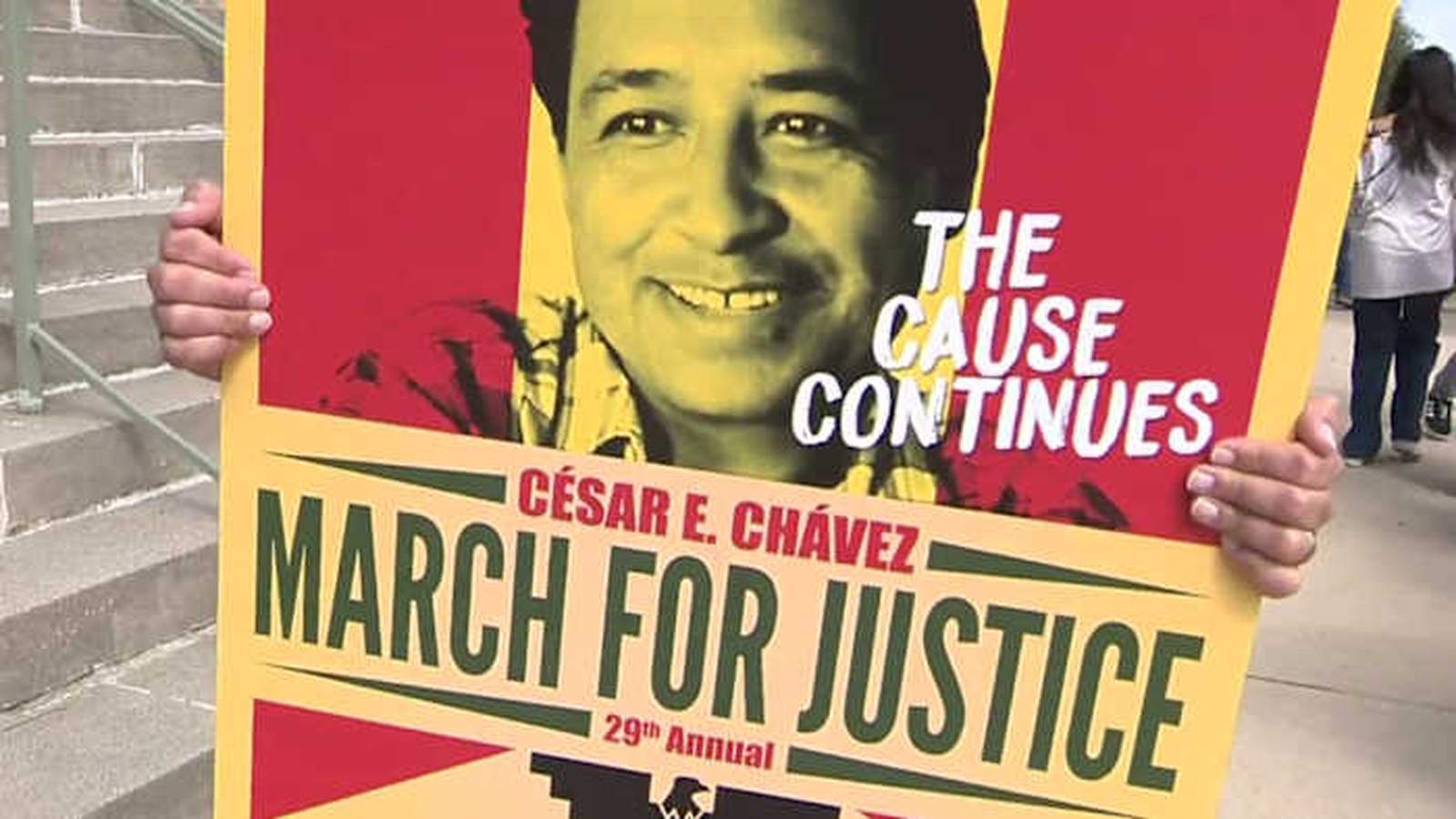 Black and white portrait of Cesar Chavez