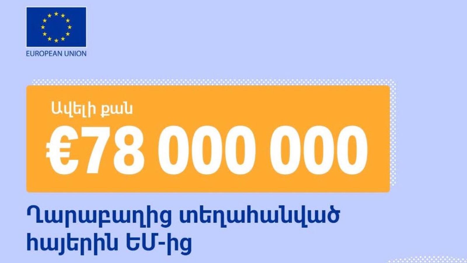 European Union flag and Armenian flag with aid symbols