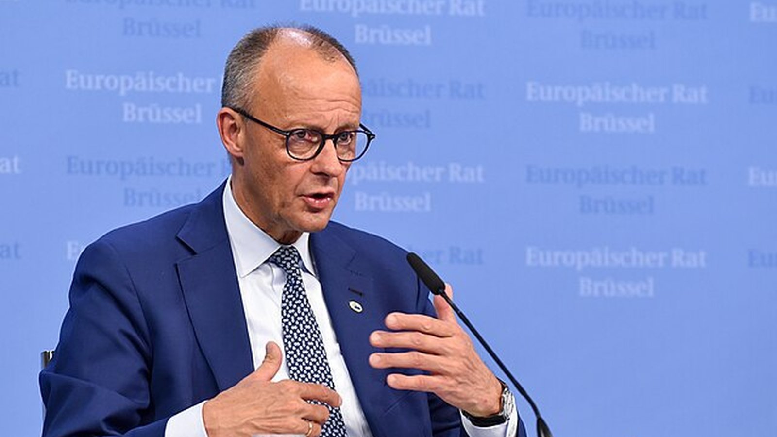 German Chancellor Friedrich Merz speaking