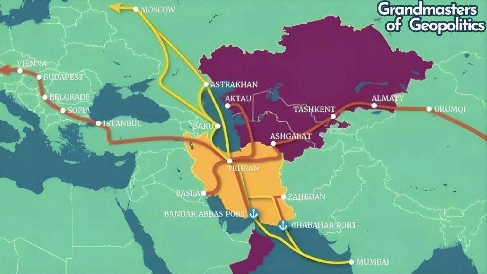 Map showing Irans proposed trade routes