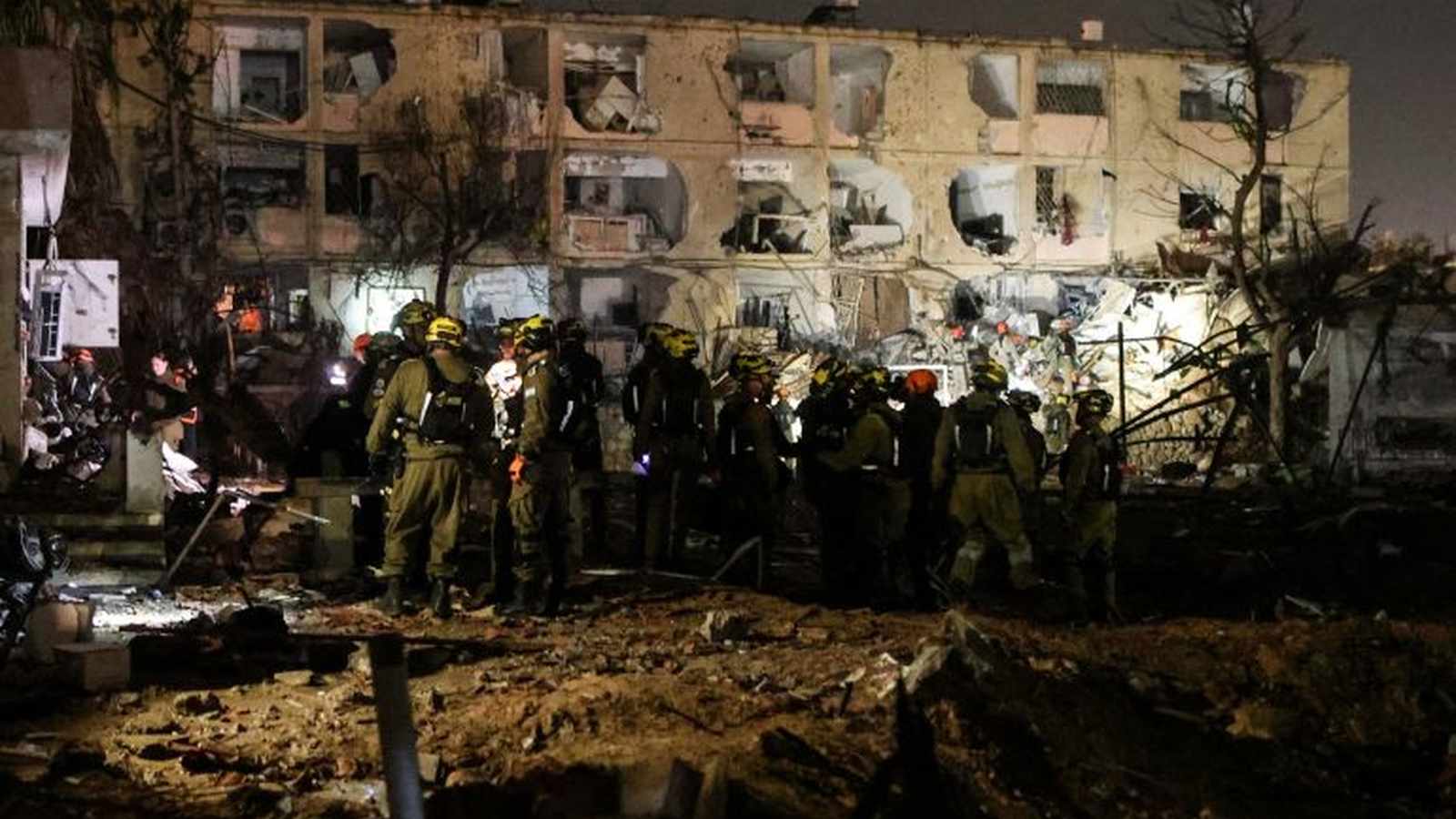 Damage from Iranian missile strike on Israeli town