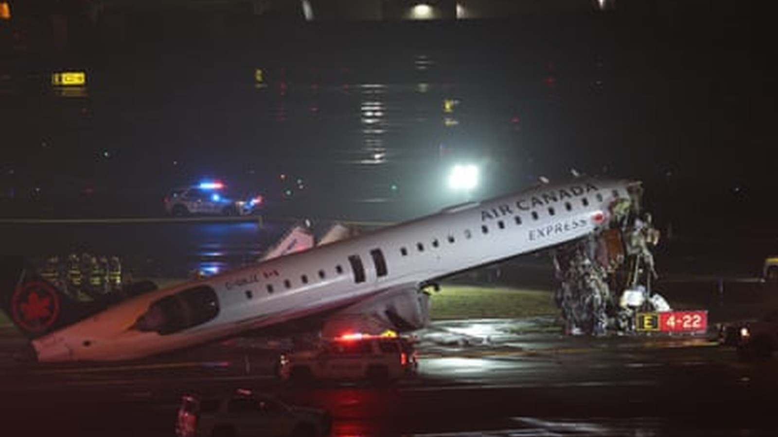 Damaged Air Canada aircraft fuselage
