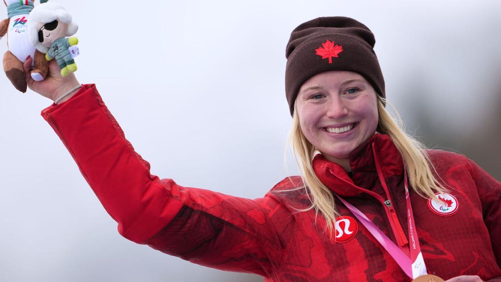 Michaela Gosselin celebrating Paralympic bronze medal