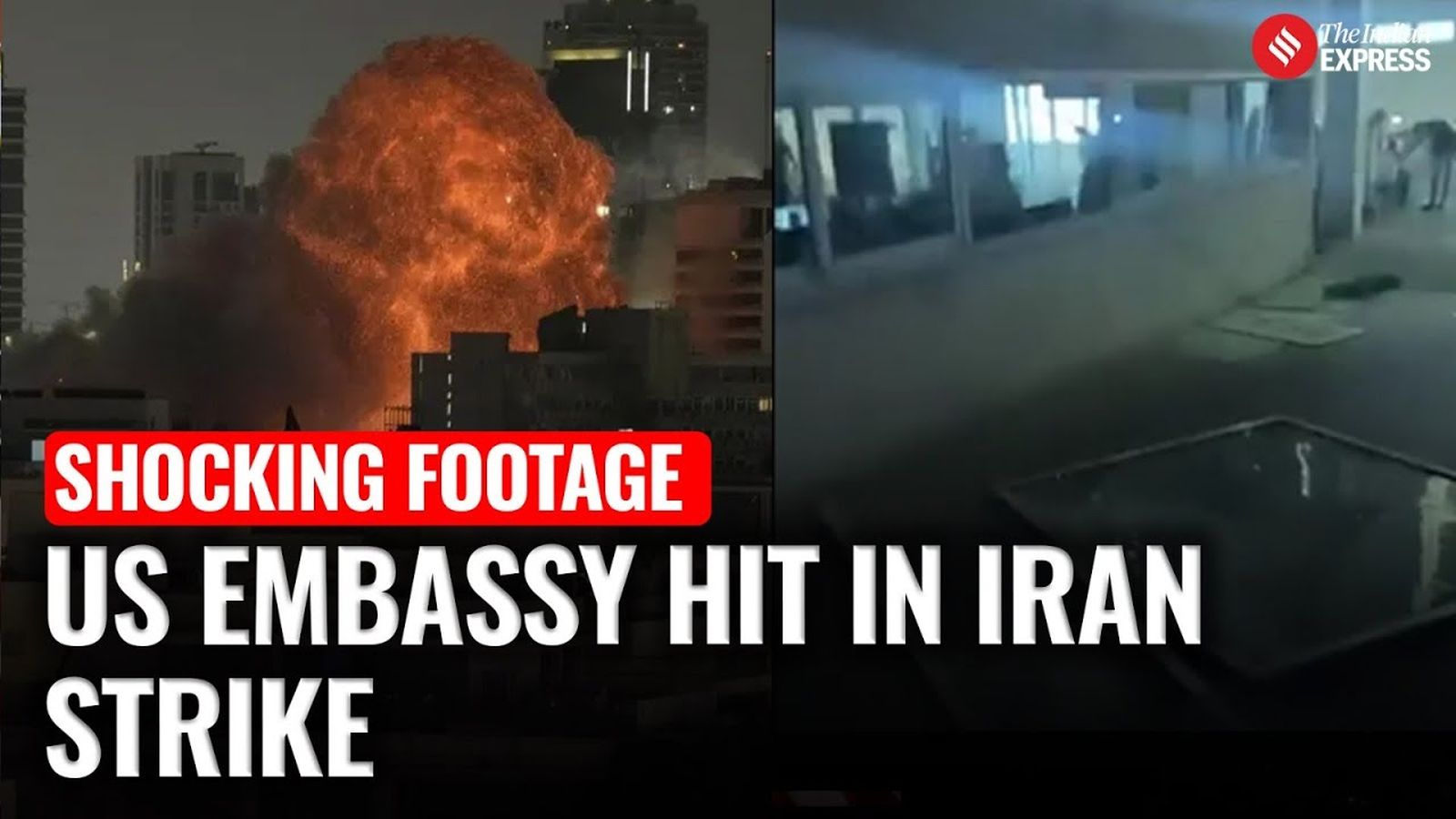 Missile hitting a building with smoke
