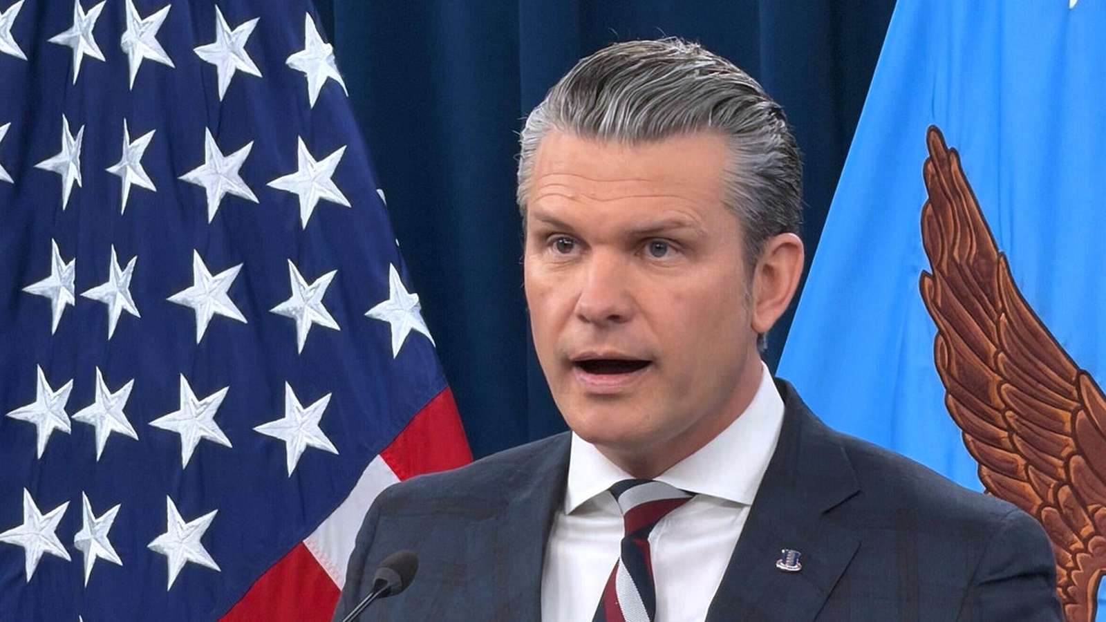 US Defense Secretary Pete Hegseth speaking