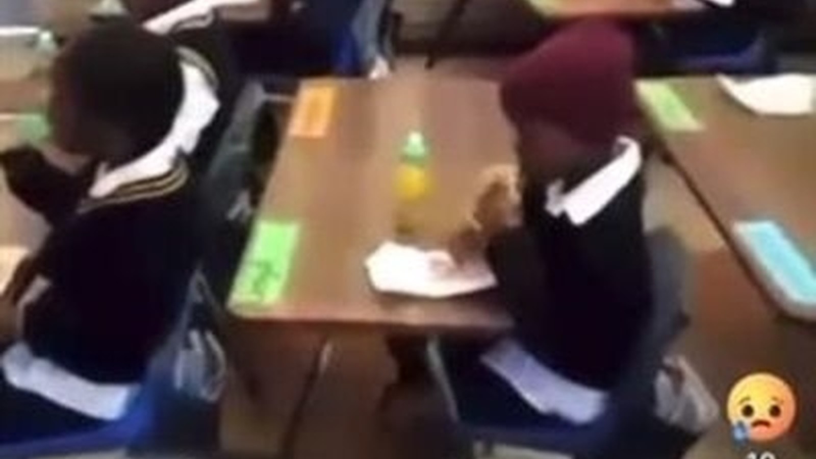 Empty school desk in classroom