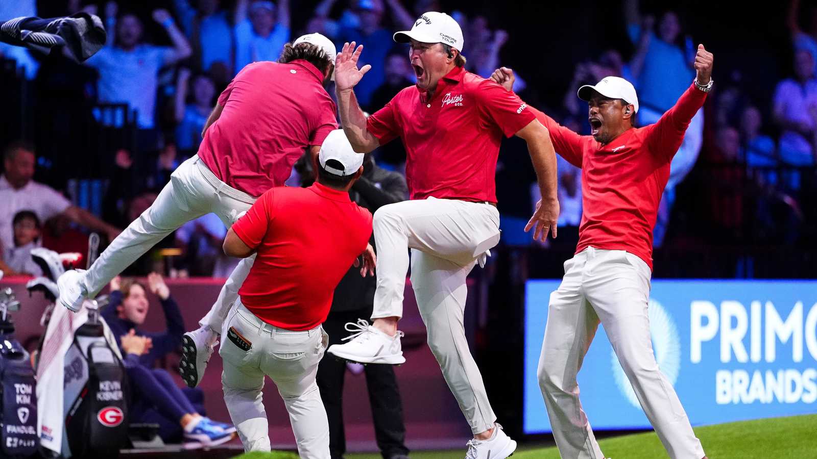 Tom Kim celebrating hole-in-one