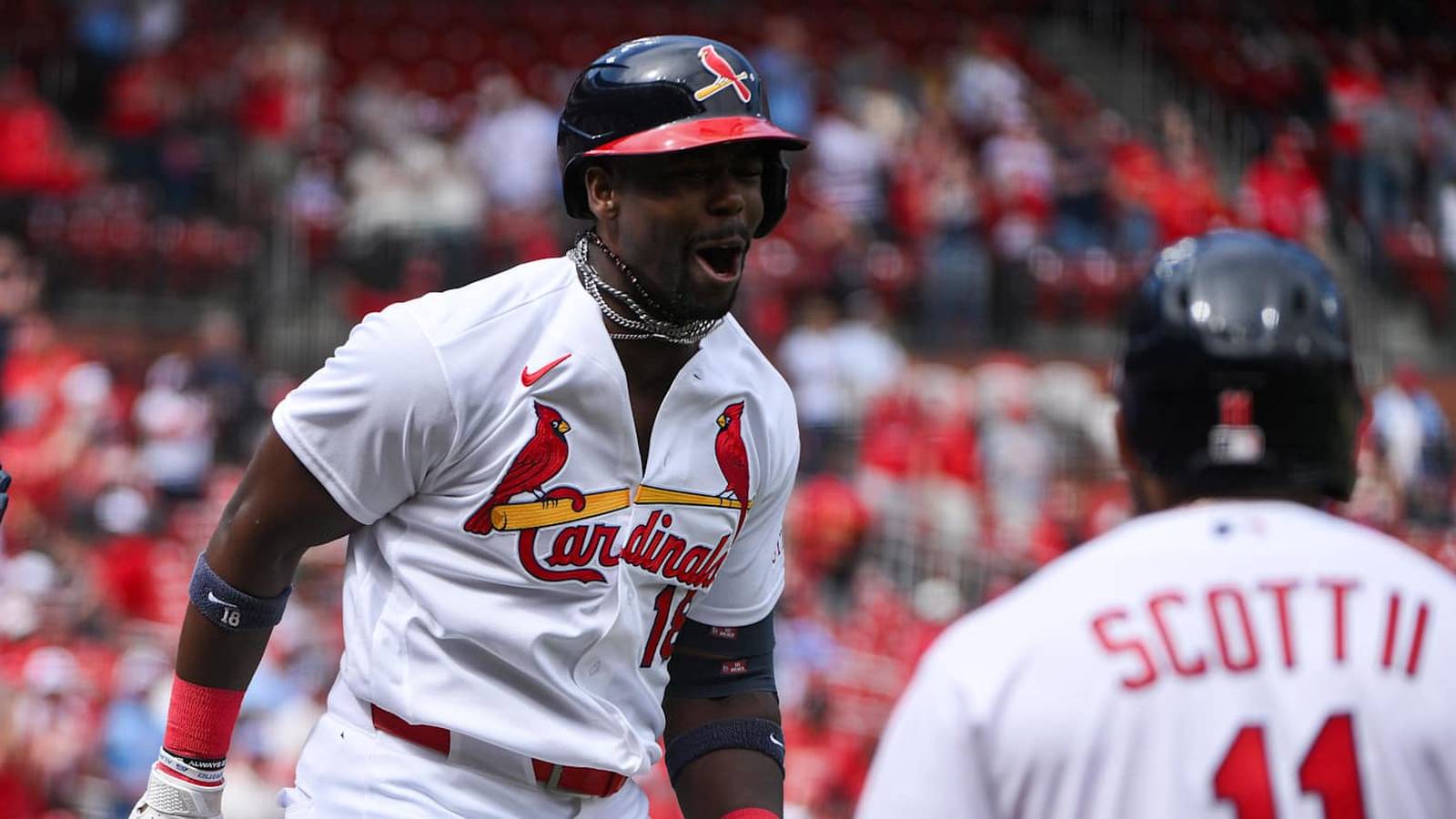 Jordan Walker throwing baseball