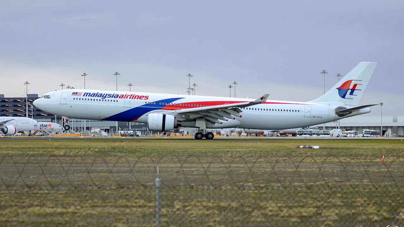 A Malaysia Airlines passenger jet taxiing on the tarmac at Melbourne Airport