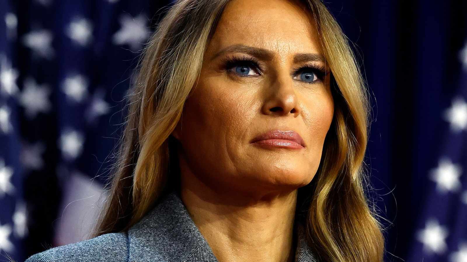 Melania Trump speaking at a White House podium