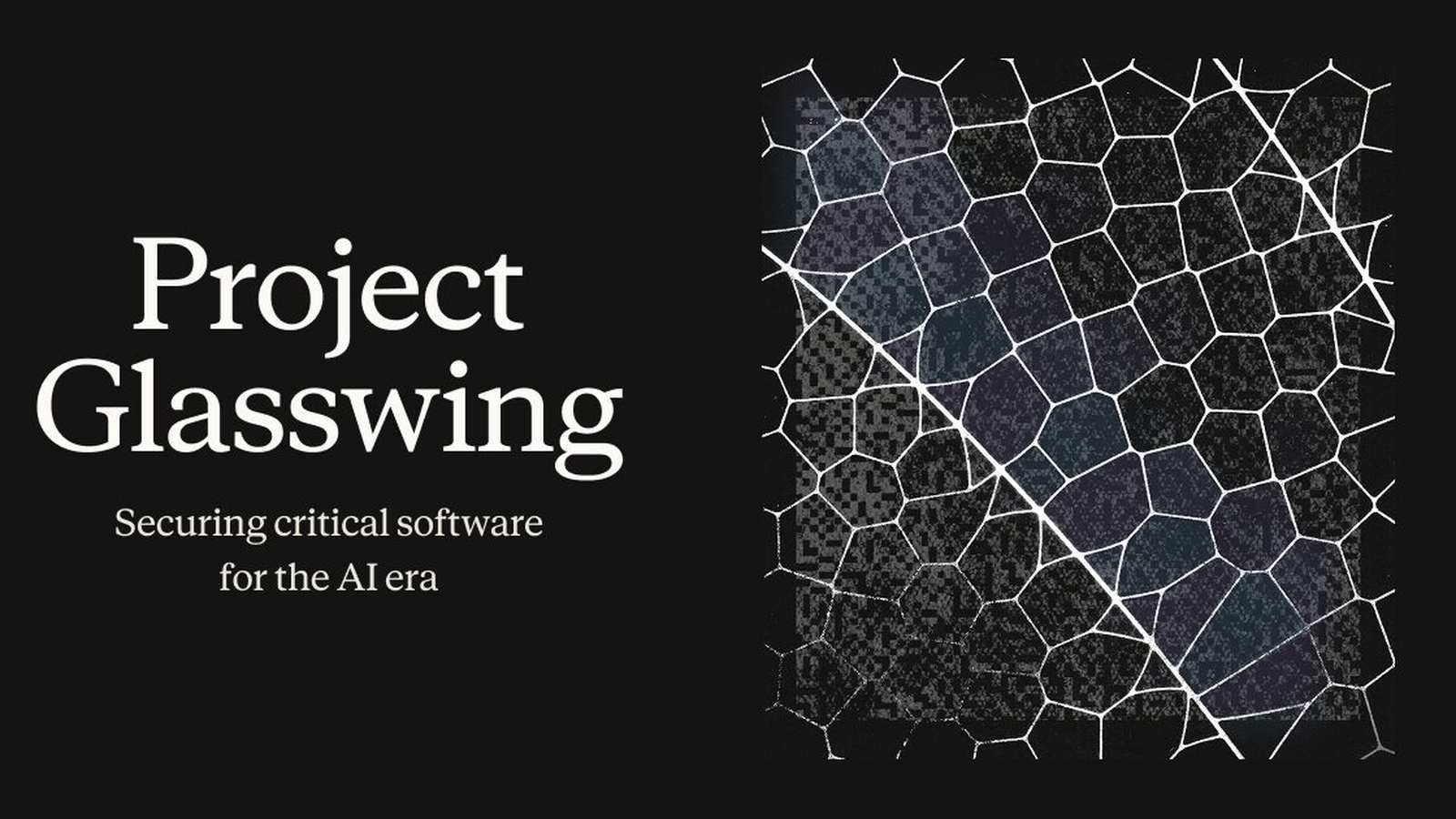 Graphic showing the text Project Glasswing next to a digital leaf vein pattern