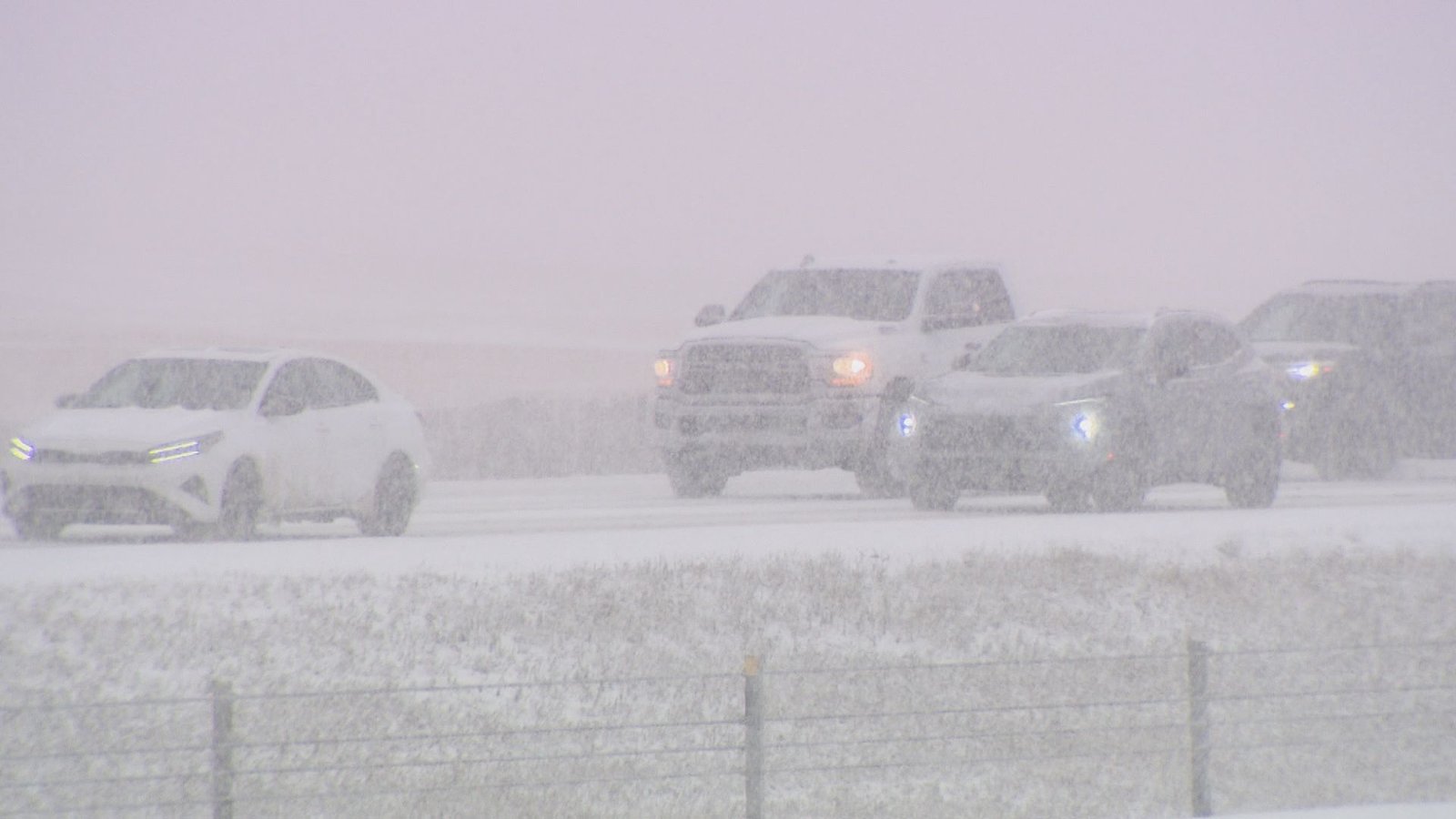 Snow covered highway in Calgary