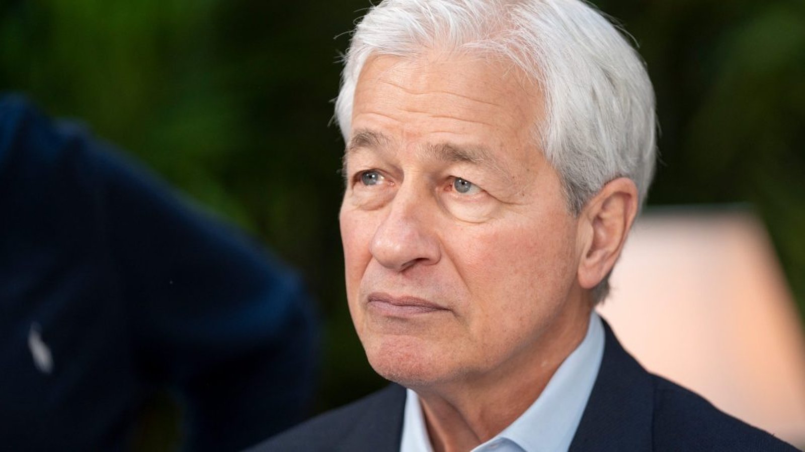 Close up portrait of JPMorgan CEO Jamie Dimon looking off to the side