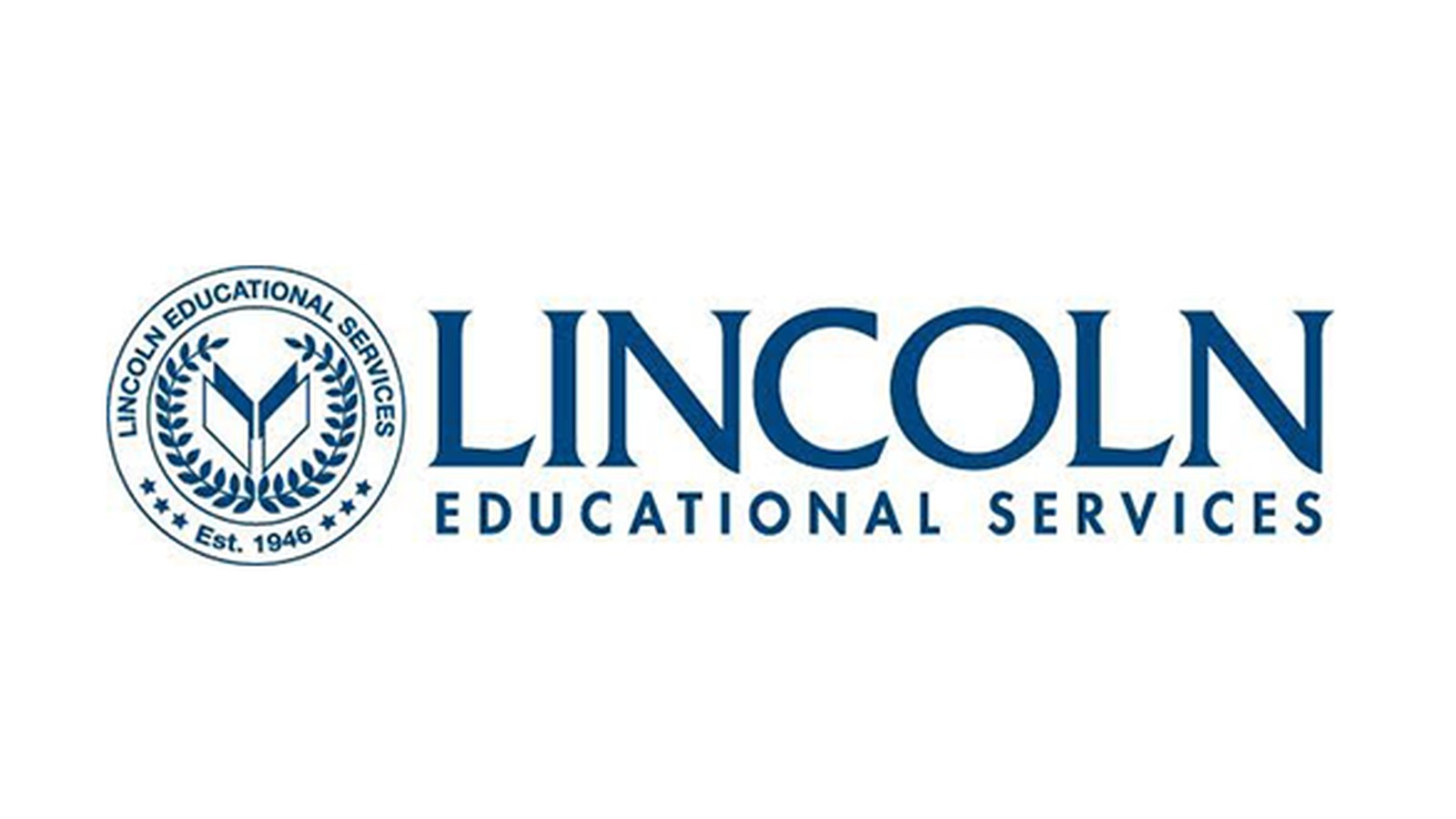 The official blue logo of Lincoln Educational Services featuring a circular emblem