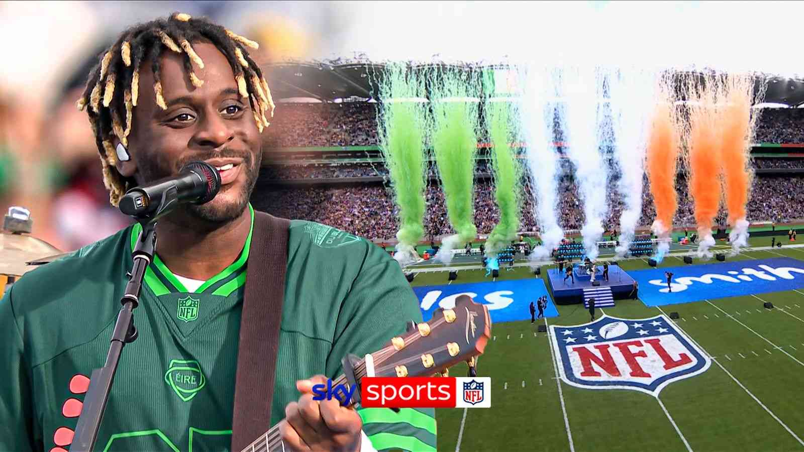 British singer-songwriter Myles Smith electrified Dublin’s NFL halftime crowd, blending soulful energy with global sports culture in a performance that resonated far beyond the stadium.