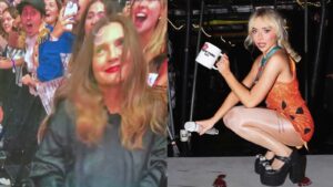 Drew Barrymore Channels Scream for Sabrina Carpenter’s Halloween Stage ‘Arrest’ in NYC