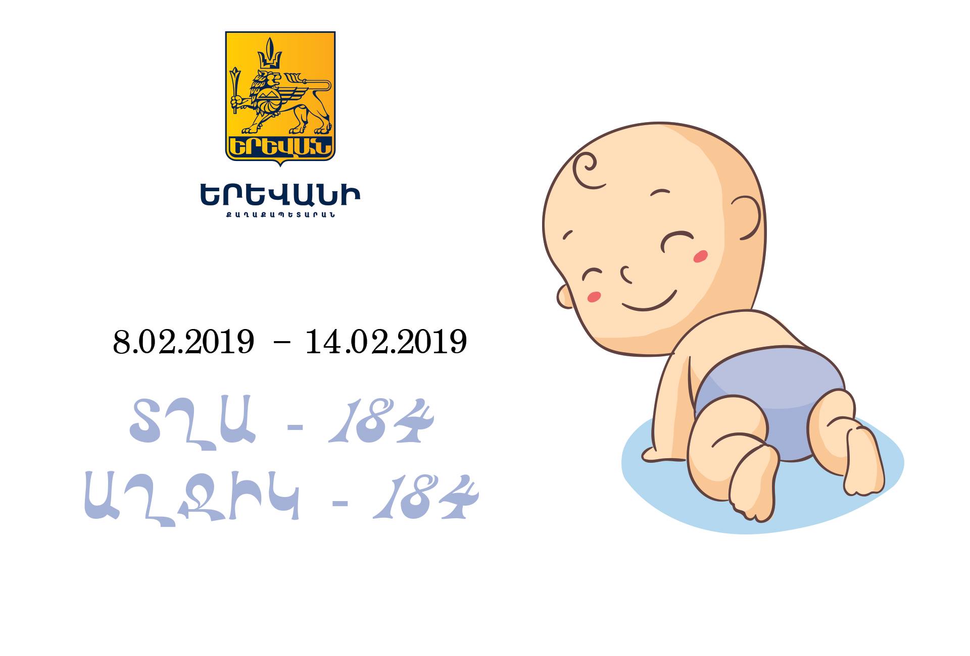 Փետրվարի 8-14-ը Երևանում ծնվել է 368 երեխա