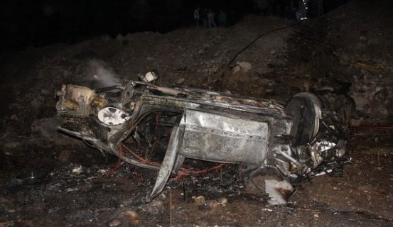 Վիլնյուսի փողոցում մեքենան հարվածել է ժայռին և շրջվել