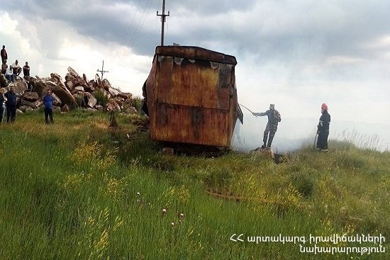 Ազատան գյուղում այրվել է վագոն-տնակ