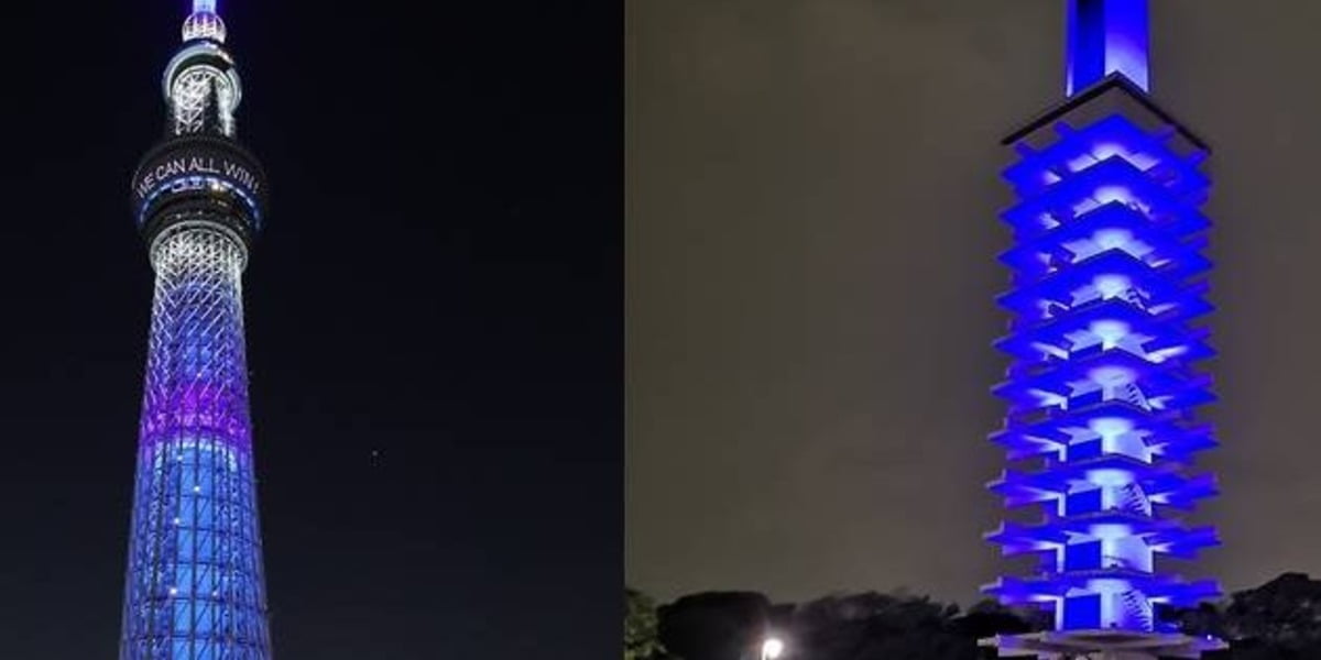 Տոկիոյի հուշարձաններից մեկն ու Skytree հեռուստաաշտարակը ներկվել են կապույտով