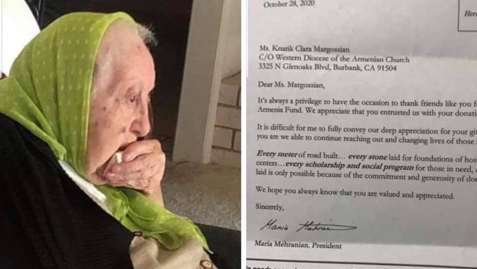 103 տարեկան Քնարիկ Մարկոսյանը 1 միլիոն դոլար է նվիրաբերել հիմնադրամին