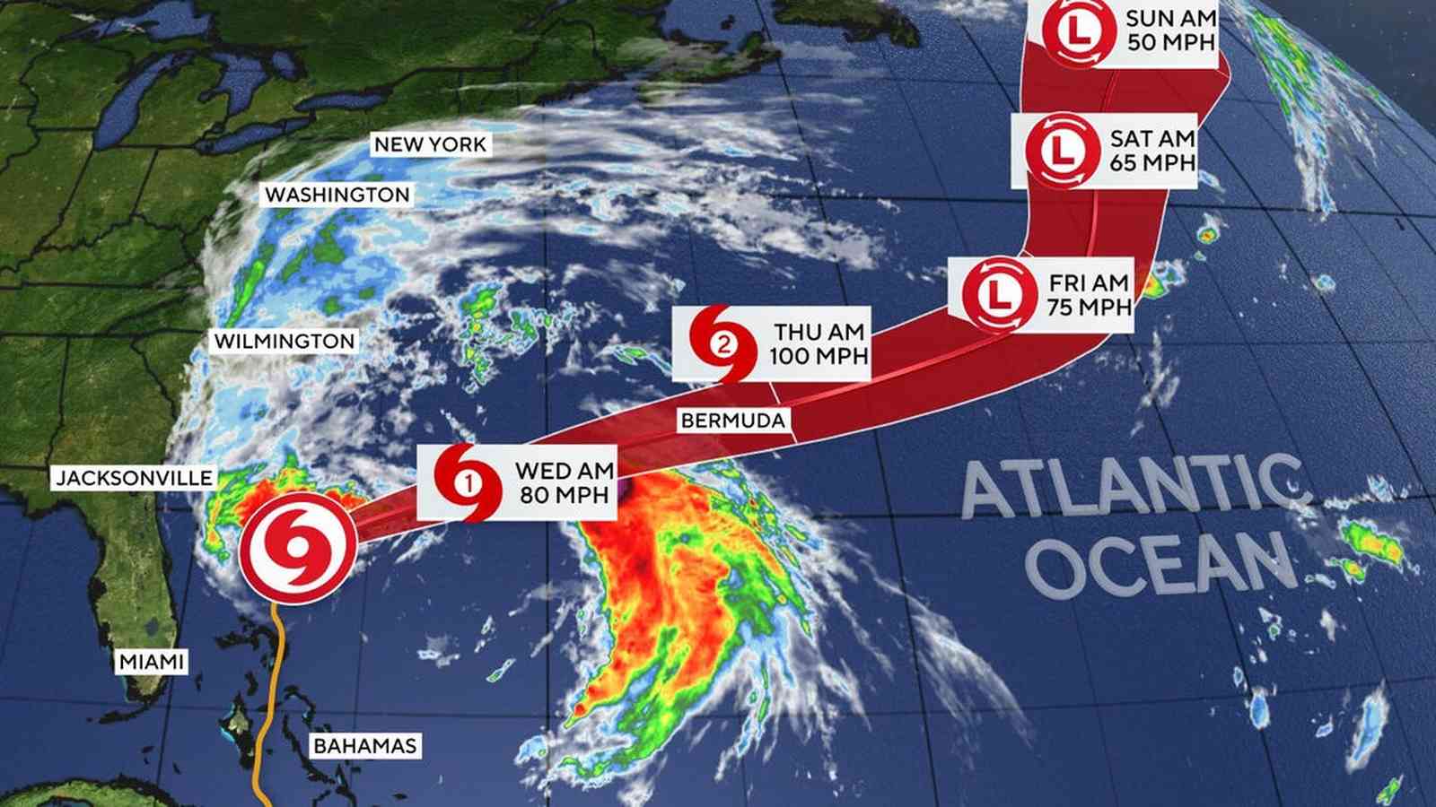 «Իմելդա» փոթորիկը մոտենում է Բերմուդին՝ վտանգավոր ալիքներով ու ափամերձ սպառնալիքներով